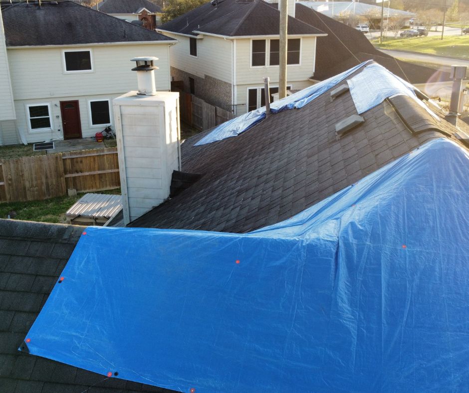 Emergency tarp and dry-in after wind storm — preventing interior leaks